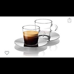 Set of 2 Nespresso Tempered Glasses with Saucers